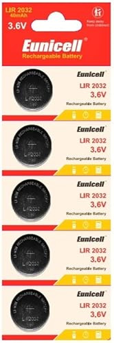 EASTCELL 5 x LIR2032 Li-Ion Uppladdningsbar 3,6 V batteri knappcell CR2032 uppladdningsbar