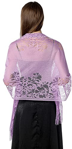 FAIRYGATE Shawls and Wraps for Women Wedding - Ladies Scarves Lace Scarf for Girls Scarfs for Women Purple A0619