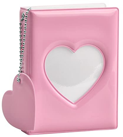 Mini Album Foto Album Fotografico da 3 Pollic Piccolo Album Fotografico Kpop Album Memo 32 tasche Raccoglitore per Carte Fotografiche Album Foto per Polaroid Immagini Opera d'arte Cartoline (rosa)