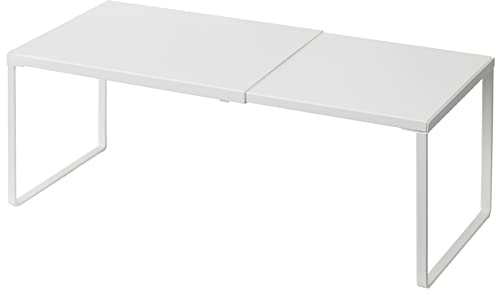 Nxconsu Cabinet Shelf Expandable Organizer Riser Rack for Kitchen Pantry Cupboard Under Sink Countertop Home Organization Extra Storage Space Saver Heavy Duty Metal Edgeless Design White