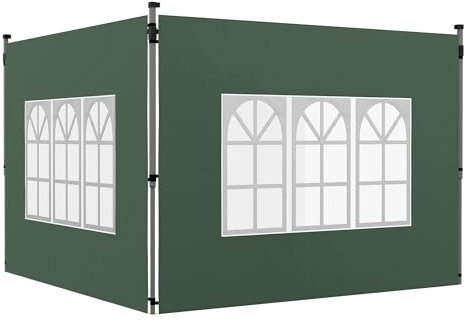 Outsunny Paneles laterales para cenador con ventana para cenador desplegable de 3 x 3 m o 3 x 4 m, paquete de 2 lados de repuesto, color verde