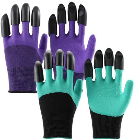 TRKETK 2 Paires de Gants de Jardin avec Griffes, Gants de Jardin Imperméables de Qualité Supérieure Gants de Travail avec 8 Griffes Gants de Génie de Jardin avec Griffes pour Creuser et Planter