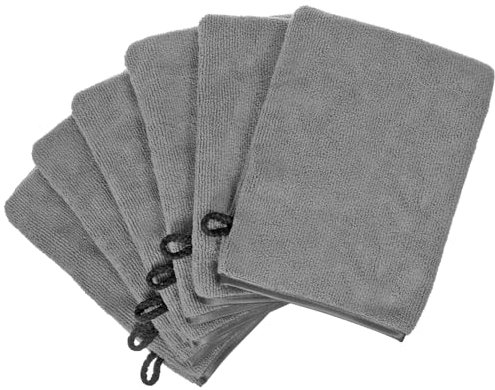 PHOGARY Mikrofaser-Waschhandschuhe, Waschlappen Weiches Gesichtshandschuh, Badespa-Tuch, Wiederverwendbare Make-up-Entferner-Handschuhe, 15x21 cm, 6 Stück, Dunkelgrau