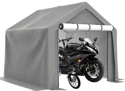 Thanaddo Garagenzelt Lagerzelt Wasserdichtes Gerätezelt, Grau Carport Gerätehaus Folienzelt Aufbewahrungsgarage Foliengarage 250 x 240 x 220 cm