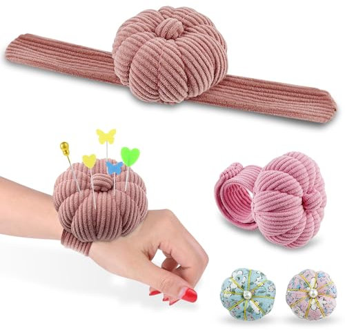 GZkushi 2 Stück Nadelkissen Handgelenk, Schneider nadelkissen 7×21.5cm Armnadelkissen, Nähset Nadelkissen Wrist Wearable Pin Kissen mit 2 Stück Klein Pin Nadel Kissen