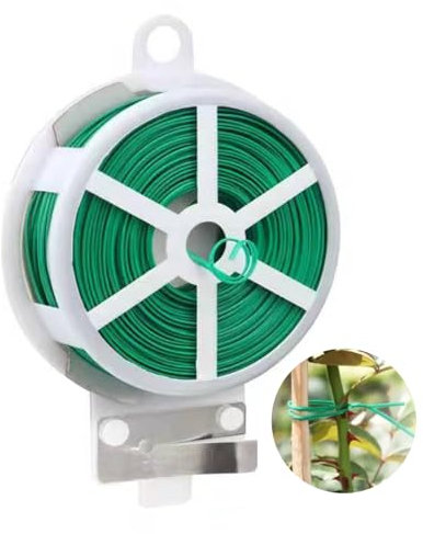 PICKONA 656ft/200m Garden Plant Ties with Cutter, PE Garden Plant Ties with Cutter Reusable for Gardening,Flexible Plant Wire Tie Wire for Supporting Climbing Plants, Gardening Wire for Gardening Home