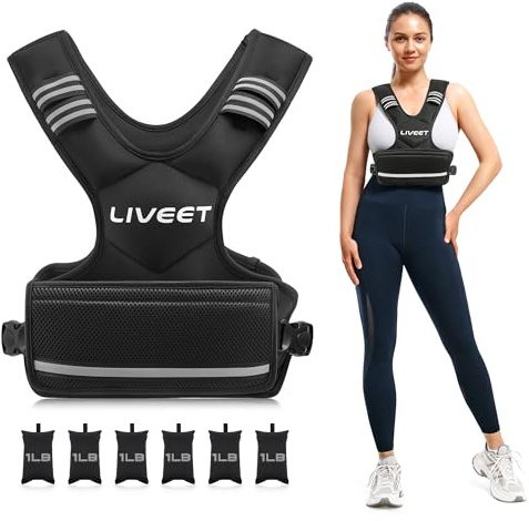 Liveet Adjustable Weighted Vest 4-10lb for Men Women, 6 Iron Sand Bags