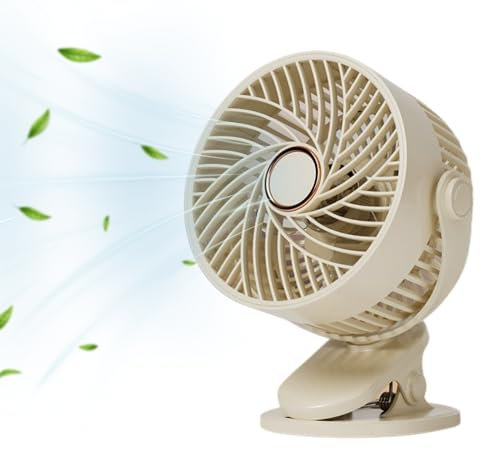 MAGIC SELECT Ventilateur à Pince, à 5 Vitesses. Ventilateur de Bureau Silencieux, avec Lumière. Multi-Surfaces. Tour à 360º. Batterie Longue Durée. Câble de Chargement, USB-C, Intégré.