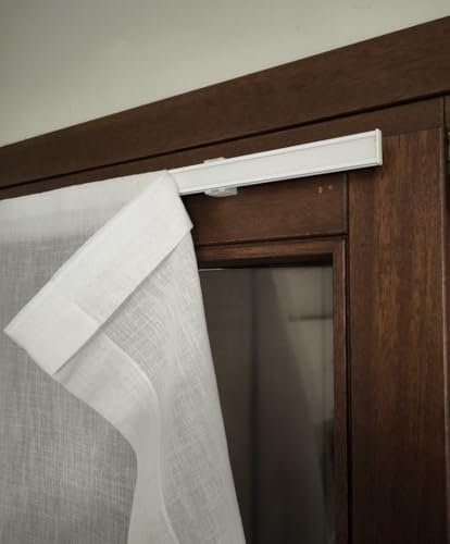 mauro Visillo a Medida con Cierre de Gancho y Bucle y Bolsillo para Contrapeso – 35-90 cm Ancho – Kit Completo: Perfil Aluminio, Soportes, Varilla – Montaje Fácil, Diseño Moderno – 70x225 cm