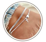 DORANA 2Pcs Anklets for Women Waterproof Ankle Jewelry Gift for Her Initial Foot Bracelet Birthday Gifts for Her Initial Foot Jewelry