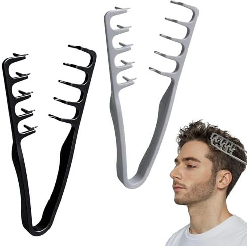 2 pezzi Pettine Denti Larghi, Pettine Volumizzante Capelli, Pettine Texture, Texture Comb, Aumenta Il Volume dei Capelli e Copri la Riga, Capelli Ricci Accessori, Strumento Volumizzante per Radici