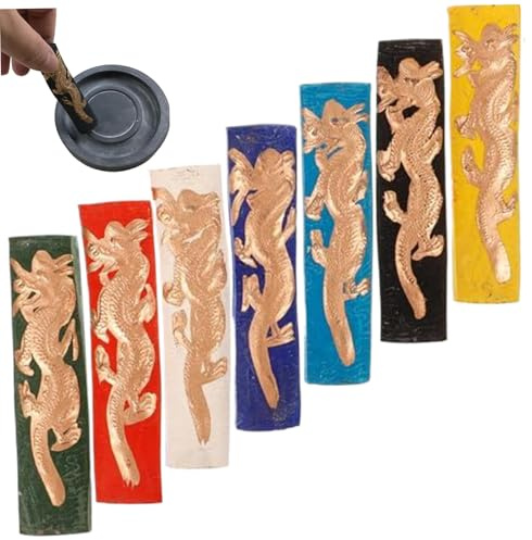 Xweptuy 7 st kinesiska set, 7 färger rökpinne med drakmönster, kinesisk rökfärg pinne för traditionell målning