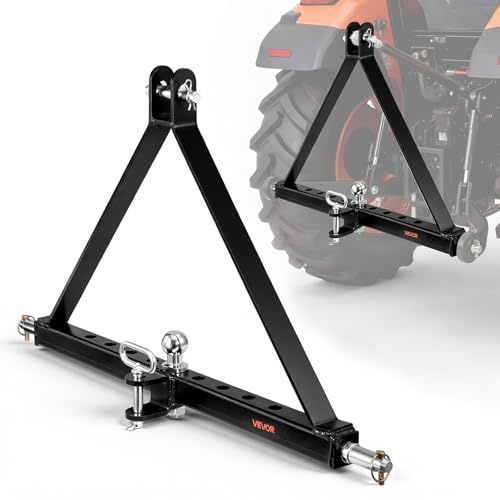 VEVOR Attelage de Remorque 3 Points avec Boule et Goupille, Triangle d'Attelage, Adaptateur de Remorquage pour Tracteur Catégorie 2, Compatible avec Kubota, Ford, John Deere, Massey Ferguson, Yanmar
