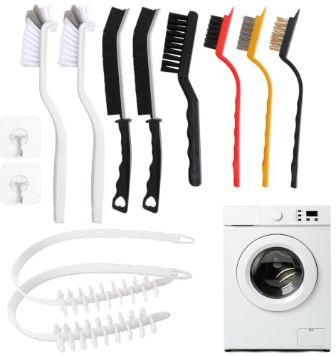 Cheynn 14 st. Tvättmaskinsrengöringsborste set, rengöringsborste hårda borst hörnrengöringsborste rengöringsborste fogborste rengöring borstar för tvättmaskin luftkonditionering kakel badrum kök