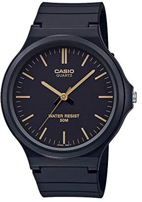 Casio Unisex MW-240-1E2VCF Classic Analog Display Quartz Black Watch, Blacl/Gold, Quartz Watch