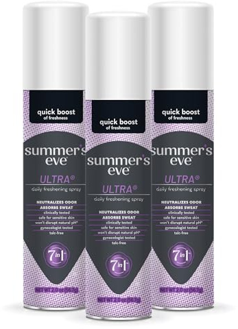 Summer's Eve Ultra Feminine Spray, Daily Body Spray for Women, Feminine Care that Neutralizes & Reduces Body Odor, Gynecologist-Tested, 2 oz, 3 Pack