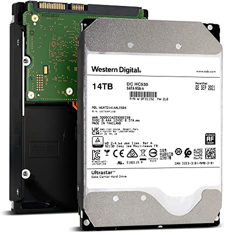 Western Digital 14TB Ultrastar DC HC530 SATA HDD - 7200 RPM, SATA 6 Gb/s, 512MB Cache, 3.5 - WUH721414ALE604 (Renewed)