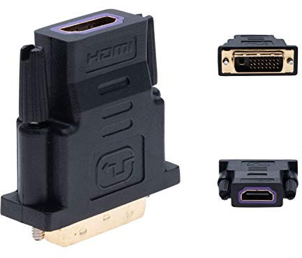 HDMI Femmina a DVI Maschio Adapter (DVI-D Dual Link 24+1) Dorato Adattatore HDMI su DVI-D 1080P Video Gender Changer Colore Nero