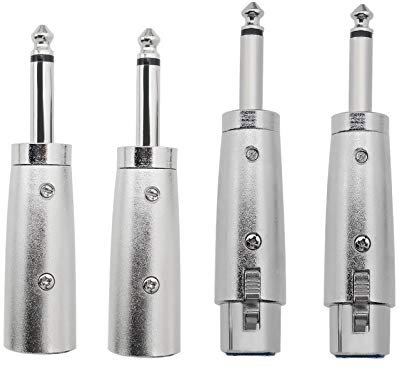Create idea 4Pcs 3-Pin XLR to 1/4 Microphone Audio Adapters, 3 Pins XLR Socket to 6.35mm Male Jack Mono Plug Conversion Connector Silver