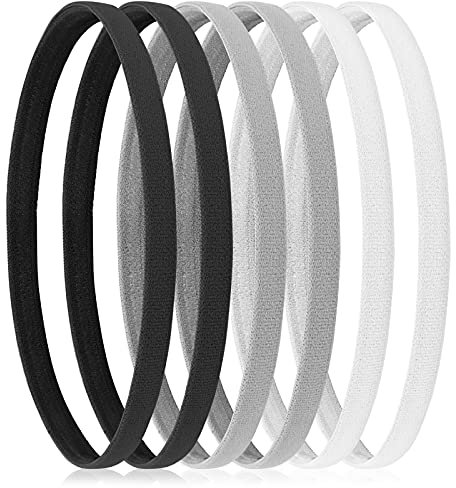 6 Stück Haarband Sport Stirnbänder Herren Haarbänder Damen Haarreif Stirnband Elastisches Haarreifen Headband Rutschfester Griff Haarband Stirnband Silikon Schweißband Bandana Mädchen Teenager