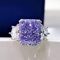 DJMJHG 100% 925 Sterling Silber 10 × 12 mm Lila Gelb High Carbon Diamond Ice Flower Cut Ringe für Frauen Fine Jewelry 8 Purple