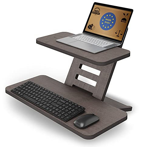 Stehschreibtisch Aufsatz | Stehpulte | Stehpult Holz | Laptopständer | Ständer | Stehtisch Aufsatz | Rednerpult | Schreibtischaufsatz | Stehpult Höhenverstellbar | Made in EU (Schwarz)