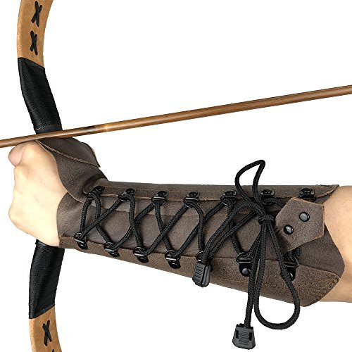 longbowmaker Traditioneller Armschutz aus Leder Armschoner für Bogenschießen (für rechte Hand)