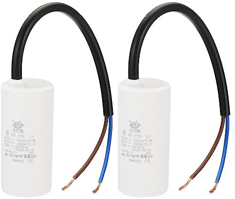 PATIKIL CBB60 6uf Running Capacitor,2Pcs AC 450V 2 Wires 50/60Hz Cylinder 64x30mm for Water Pumps, Washing Machines Motor Start