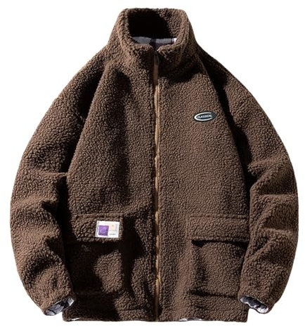 Teddy Pullover Herren Herbst Winter Vintage Felljacke Jacke Zipper Dicke Teddyfleece Wolljacke Teddyfell Gefüttert Fleecejacke Kälteschutzjacke Thermo Übergröße Kuscheljacke Jagdjacke