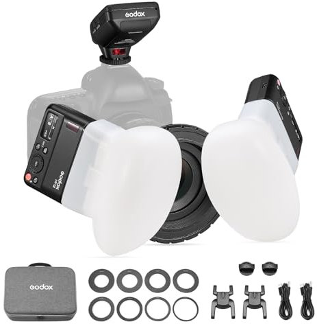GODOX MF12-DK1 Makro Blitz mit Diffusor Dome und Xproii S Blitzauslöser 2,4G Wireless Control, TTL/M-Modus mit Li-Ion Akku mit Sony A6400/A74/A7R5/ZV-E10 für Dentalfotografie, Makrofotografie