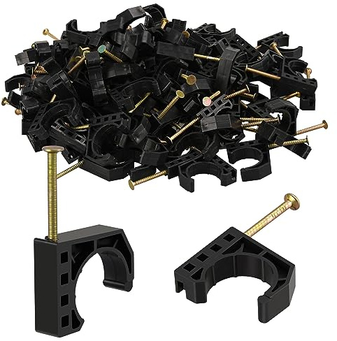 50 Pack 3/4 Half Clamps J-Hook with Nails Set, J Clamps for PEX, Copper, CPVC Tubing Connections