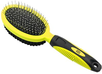 Animal House Spazzola Duo-Care Comfort: Massaggio e Pulizia Professionale per Cani e Gatti, con Setole in Metallo e Gomma, Manico Antiscivolo, Ottimo per Pelo Lungo e Corto (2in1, 1)