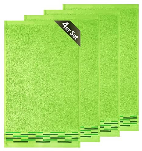 Lashuma Gästehandtücher Grün 30x50 cm, Lugano WC Handtuchset Gäste 4 Stück