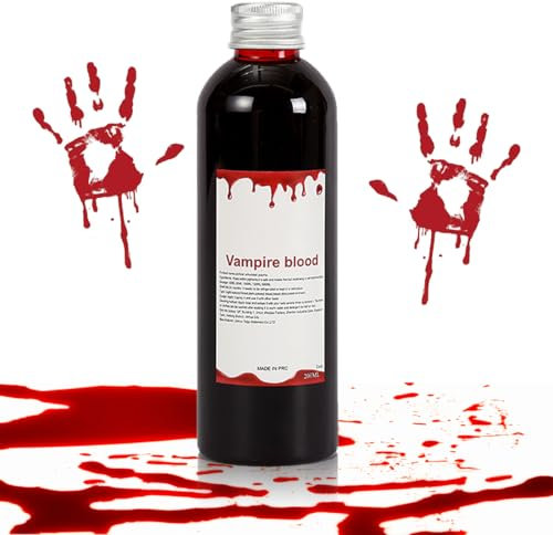 Sangue Finto, Sangue Halloween Teatrale, Sangue Finto Lavabile, Sangue Finto Liquido Per Trucco Horror,Halloween Effetti Speciali Trucco, Halloween Sangue Zombie. (250 ml)