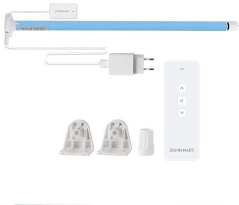 Tuya Zigbee Smart Roller Blinds Motor with Plug-in Type, Fits 17mm/25mm/28mm, Voice/APP/Remote/Timing Controls (Motor + 9-channel Remote)