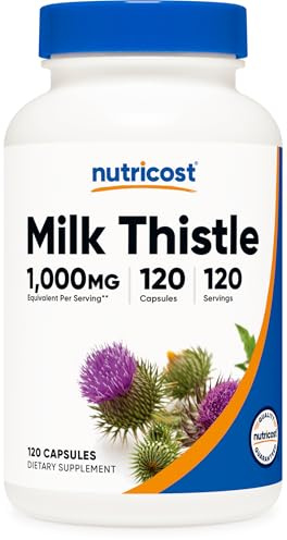 Nutricost Milk Thistle 250mg (1000mg Equivalent), 120 Vegetarian Capsules - 4:1 Extract - Non-GMO and Gluten Free