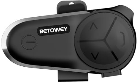 BETOWEY Interfono Bluetooth BT-S5 Per Moto, Dotato Di Bluetooth V5.3, Audio Multitasking, Due Tipi Di Microfoni, Adatto A 10 Piloti, Confezione Singola
