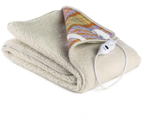 LANCALOR - Scaldanotte Plus, Calientacamas eléctrico Individual 165x80 cm, Vellón 100% Lana, Antipliegue, Lavable, 3 temperaturas, Seguridad Total, Bajo Consumo, Fabricado en Italia