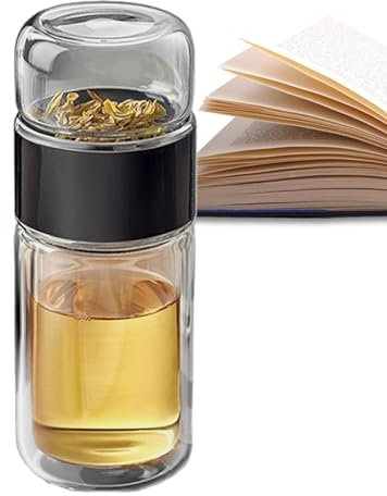 Infusifie - Infuseur à thé intelligent 3 en 1 - Bouteille à thé en verre - Double couche - Séparateur de thé et d'eau - Portable - Anti-fuite