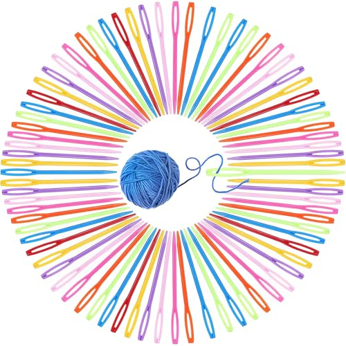 100 Piezas Agujas de Coser de Plástico,7CM Agujas de Coser a Mano Ojo Grande Multicolor Agujas de Seguridad Agujas de Aprendizaje,Agujas de Hilo para Niños,Manualidades,Proyectos de Agujas