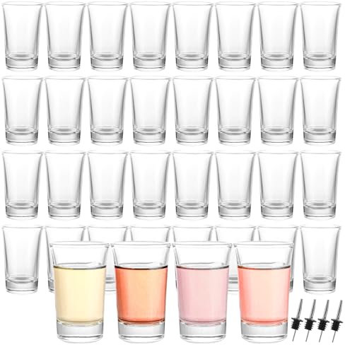 WOPPLXY Lot de 36 Verre a Shot, 47ml/4.7cl Shooter Verre Transparents, Verres à Shot Base Lourde pour Whisky, Liqueurs, Vodka