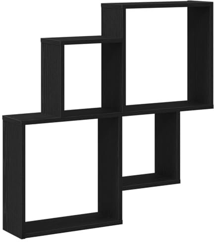 vidaXL Mensola a Parete in Rovere Nero Cinque soluzioni di stoccaggio a cubo per Soggiorno, Camera da Letto o Ufficio - Legno massello con Finitura Opaca - Esposizione Moderna e stilosa - Decorazio