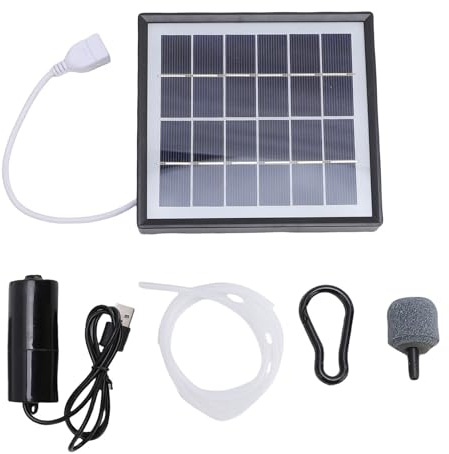 Asixxsix Ossigenatore solare per laghetti, aeratore solare portatile da 10 W con interfaccia USB a bassa rumorosità, aeratore solare leggero per acquari da giardino (BLACK)