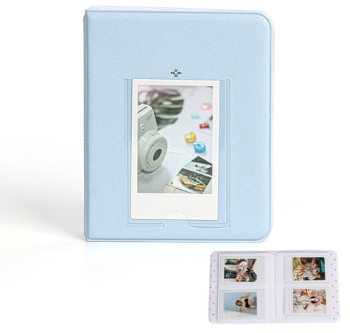 VYNZOR 64 Pezzi Mini-Fotoalbum, Compatibile con Instax Mini Serie,Compatibile Polaroid, Kodak, Ideale per Conservare Ricordi e Mostrare Momenti Preziosi a Casa (Blu)