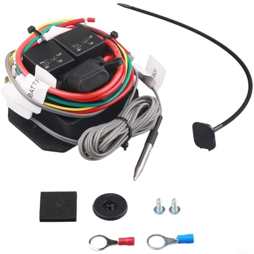 EffiFish Kit de interruptor de controlador de ventilador dual digital de 12 V, con relé de 40 A y control de temperatura ajustable para sistemas de refrigeración de coche (1)