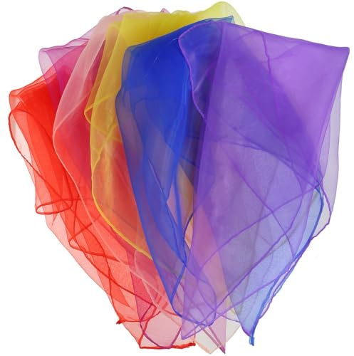 TOBBOMEY Lot de 6 Foulards Carrés en Rayonne Multicolores pour Garçon et Filles, Accessoires de Scène Légers et Pliables, Foulards de Jeu et Danse pour Spectacles, Jonglage et Performances