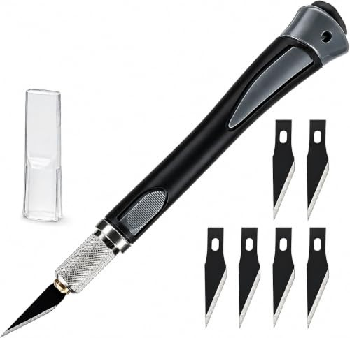 Bisturí de corte con 5 cuchillas antioxidante, cortador de precisión para modelismo y bricolaje, herramienta artística ideal para escultura y ocio (gris)