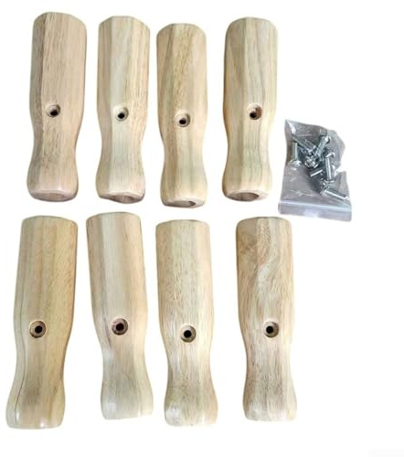 Wablissia 8 maniglie per biliardino con scanalature antiscivolo, realizzate in legno per la sostituzione, adatte per canne da calcio con diametro interno di 16 mm (giallo)