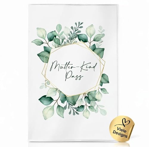 Only for Austria - Mother-Child Pass Cover for the Austrian Maternity Log | Made in Germany | High-Quality Cover on Request (Green Leaves, Mother-Child Passport Austria)