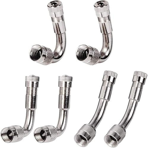 RUNCCI-YUN 6 Pcs ventilverlängerung ventilfür Auto Motorrad Bike Truck RVs Roller Universal Extender 45 Grad 90 Grad 135 Grad (silbrig)